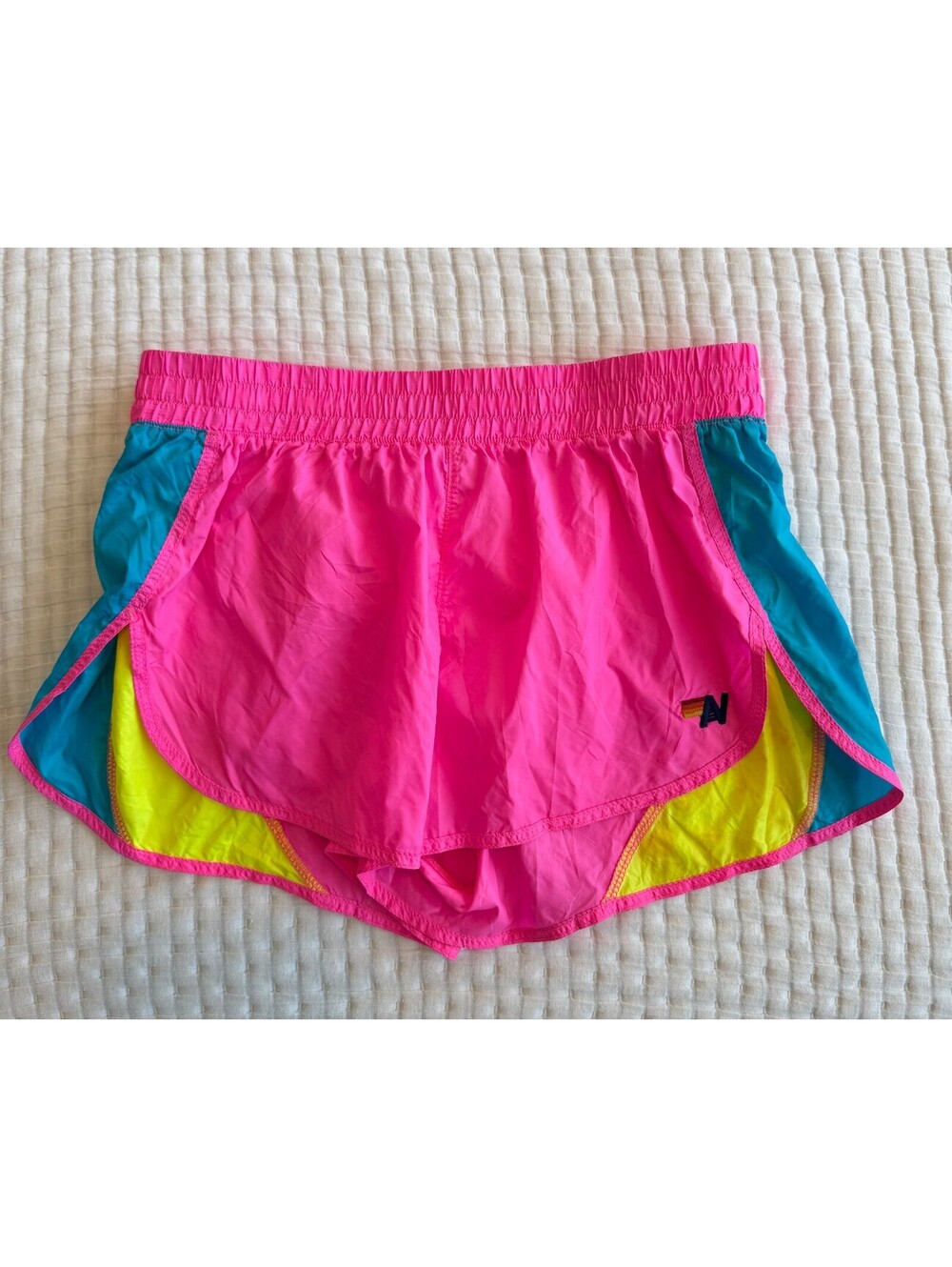 Aviator Nation Ultra Light Beach Jogger Shorts Neon Pink Blue Yellow XS